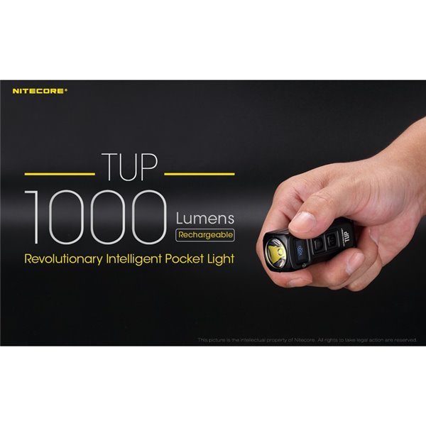 Lampe torche LED compacte TUP GRAY, 1 000 lumens, portée de 180 m, batterie rechargeable de 1 200 mAh