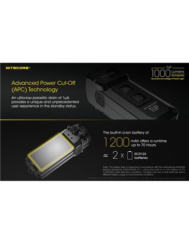 Lanterna LED compacta portátil TUP GREY, 1000 lúmens, alcance de 180 m, bateria recarregável de 1200 mAh