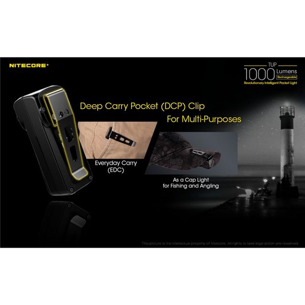 Lampe torche LED compacte TUP GRAY, 1 000 lumens, portée de 180 m, batterie rechargeable de 1 200 mAh