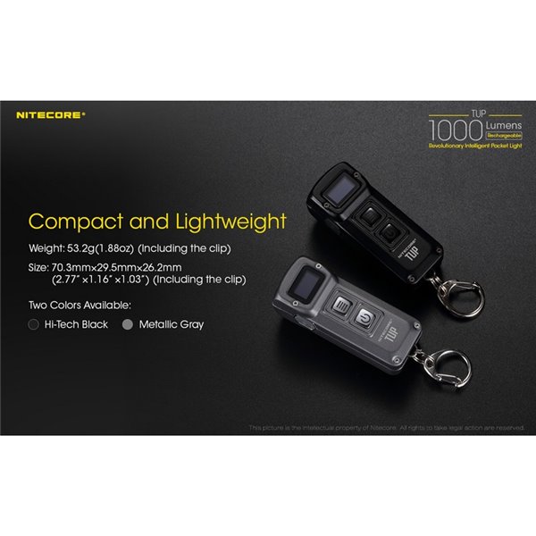 Linterna LED de mano TUP GRAY compacta 1000 lúmenes y 180m alcance, batería 1200mAh recargable Gris