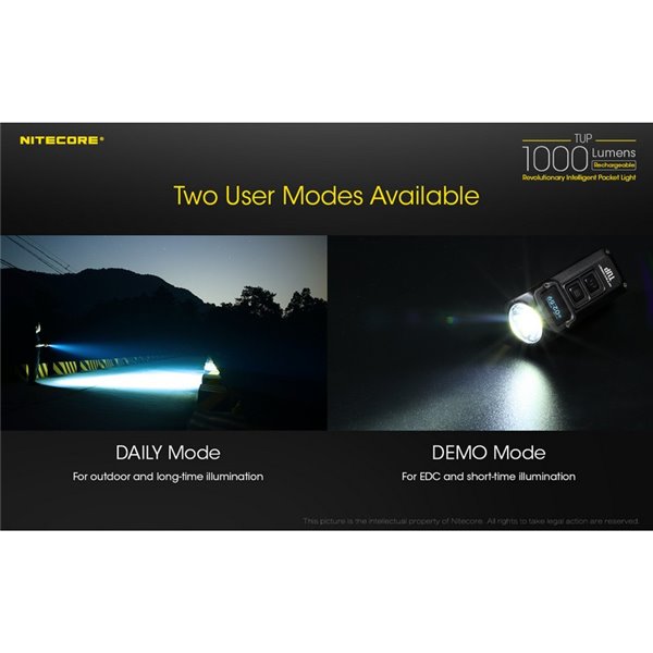 Lampe torche LED compacte TUP GRAY, 1 000 lumens, portée de 180 m, batterie rechargeable de 1 200 mAh