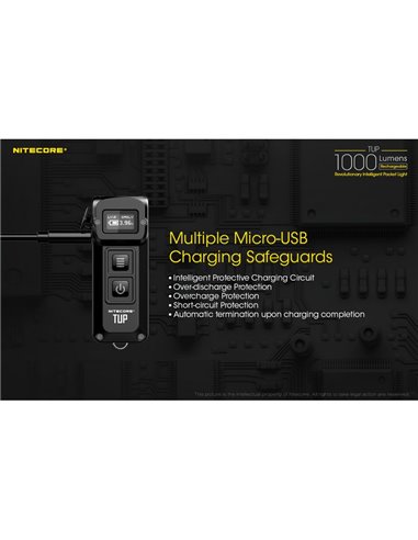 Linterna LED de mano TUP GRAY compacta 1000 lúmenes y 180m alcance, batería 1200mAh recargable Gris