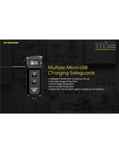 Linterna LED de mano TUP GRAY compacta 1000 lúmenes y 180m alcance, batería 1200mAh recargable Gris