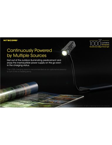 Lampe torche LED compacte TUP GRAY, 1 000 lumens, portée de 180 m, batterie rechargeable de 1 200 mAh