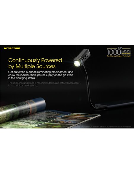 Lampe torche LED compacte TUP GRAY, 1 000 lumens, portée de 180 m, batterie rechargeable de 1 200 mAh