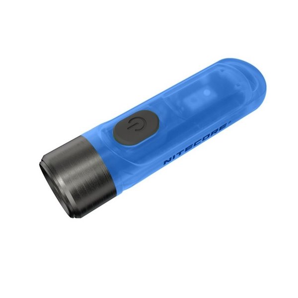 Lampe torche rechargeable TIKI GITD BLUE, brille dans le noir, 300 lm, portée de 71 m, IP66, bleu très clair