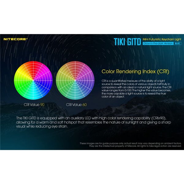 Linterna de mano recargable TIKI GITD BLUE, brilla en la oscuridad 300Lm y alcance 71m IP66 muy ligera Azul