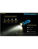 Linterna de mano recargable TIKI GITD BLUE, brilla en la oscuridad 300Lm y alcance 71m IP66 muy ligera Azul