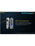 Linterna de mano recargable TIKI GITD BLUE, brilla en la oscuridad 300Lm y alcance 71m IP66 muy ligera Azul