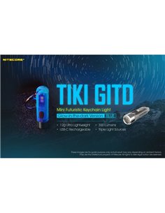 Lanterna portátil recarregável TIKI GITD BLUE, brilha no escuro, 300 lm e alcance de 71 m, IP66, azul muito claro 2