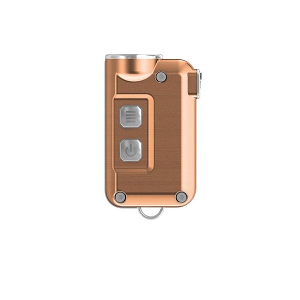 Lampe torche portative TINI Cu, finition cuivre, 380 lumens, portée 64 m, batterie rechargeable, porte-clés en cuivre