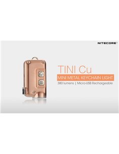 Linterna de mano TINI Cu acabado cobre 380 lúmenes y 64m alcance, batería recargable, accesorio llavero Cobre 2