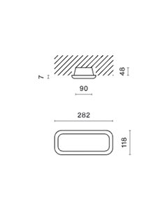 Dispositivo para instalação embutida do EVOLUTION no teto. Medidas de corte conforme modelo 2
