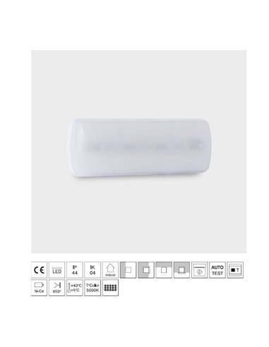 Luz de emergencia LED EVOLUTION, 150Lm, 0,67W, 5000K, 4 leds, para instalar en superficie como enrasada