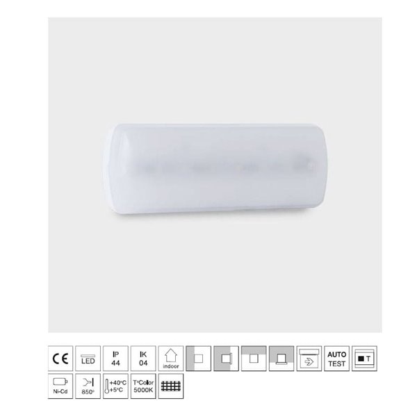 Éclairage de secours LED EVOLUTION, 150 Lm, 0,67 W, 5 000 K, 4 LED, pour installation en saillie ou encastrée