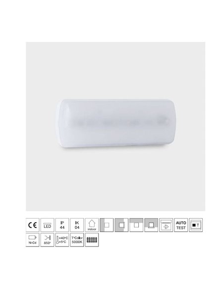 Luz de emergência LED permanente EVOLUTION, 200Lm, 2,16W, 5000K, 6 LEDs, para instalação de superfície ou embutida