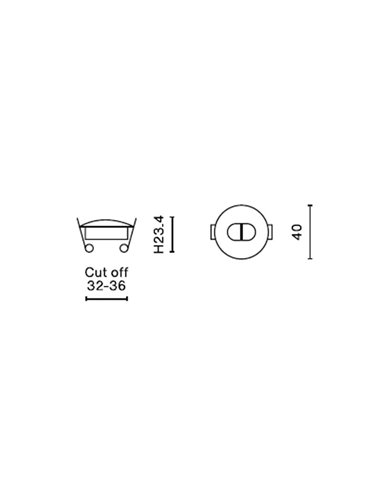 Luz antipánico LED empotrada, K-MINI Ø40mm, 182Lm, 5000K, 2h de autonomía, luminaria estructural, no permanente
