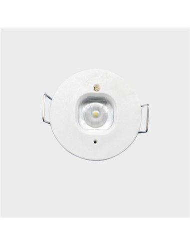 Luz antipánico permanente LED empotrada, K-MINI blanco Ø40mm, 182Lm, 5000K, 2h de autonomía, luminaria estructural