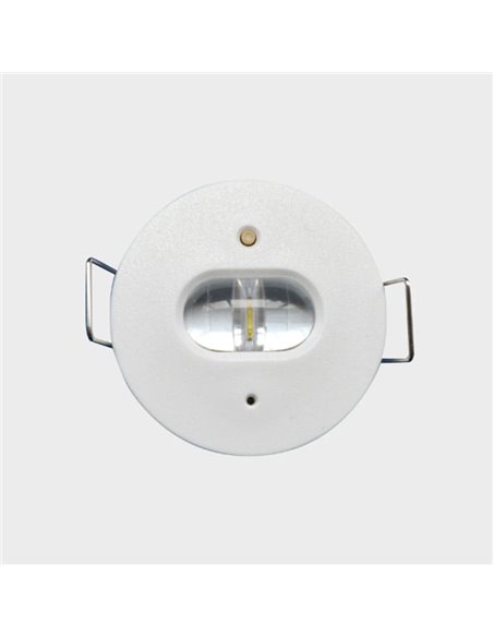 Luz de evacuación LED permanente K-MINI, empotrable Ø40mm, 195Lm, 5000K, 2 horas de autonomía, luminaria estructural