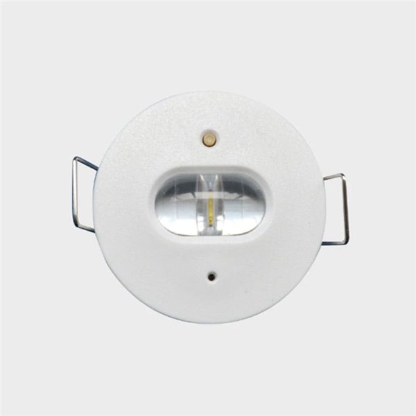 Luz de evacuación LED permanente K-MINI, empotrable Ø40mm, 195Lm, 5000K, 2 horas de autonomía, luminaria estructural