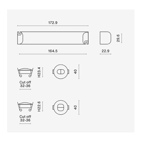 Luz de evacuación LED permanente K-MINI, empotrable Ø40mm, 195Lm, 5000K, 2 horas de autonomía, luminaria estructural