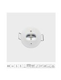 Luz de evacuación LED permanente K-MINI, empotrable Ø40mm, 195Lm, 5000K, 2 horas de autonomía, luminaria estructural