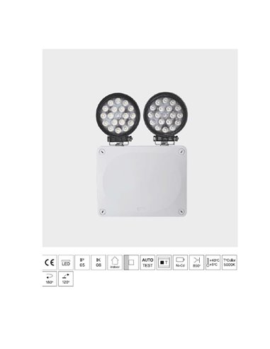 Holofotes de emergência LED montados na parede em alturas elevadas (5m), SD 1900Lm, 5000K