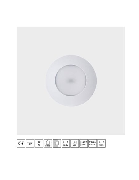 Farol de emergência e sinalização LED embutido EVEREST, redondo, Ø75, 5000K