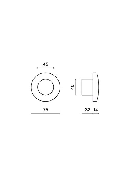 Baliza de señalización y emergencia LED empotrable EVEREST, redondo Ø75, 5000K