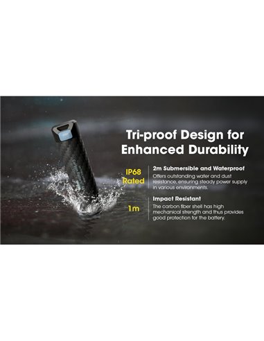 Bateria externa recarregável e portátil 6000mAh 3,6V (21,6Wh) IP68 e submersível 2 metros