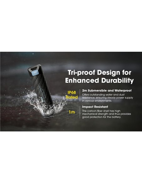 Batería externa recargable y portátil 6000mAh 3.6V (21.6Wh) IP68 y sumergible 2 metros