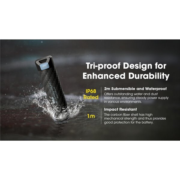 Batería externa recargable y portátil 6000mAh 3.6V (21.6Wh) IP68 y sumergible 2 metros
