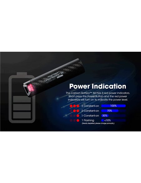 Bateria externa recarregável e portátil 6000mAh 3,6V (21,6Wh) IP68 e submersível 2 metros