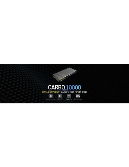 Batería recargable Power-Bank CARBO 10000 10,000 mAh (38.5 Wh) 157g potencia salida 20W USB-C