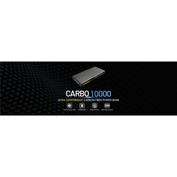Batería recargable Power-Bank CARBO 10000 10,000 mAh (38.5 Wh) 157g potencia salida 20W USB-C
