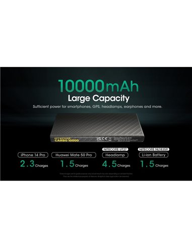 Batería recargable Power-Bank CARBO 10000 10,000 mAh (38.5 Wh) 157g potencia salida 20W USB-C