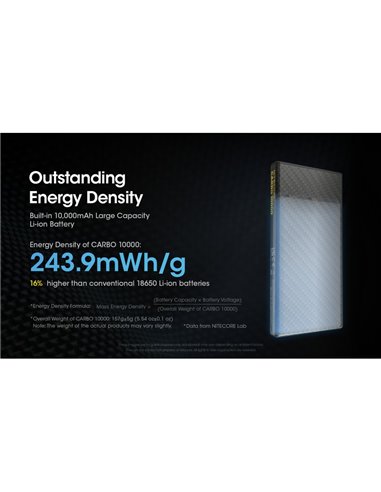 Power-Bank recarregável CARBO 10000 10.000 mAh (38,5 Wh) 157 g de potência de saída 20 W USB-C