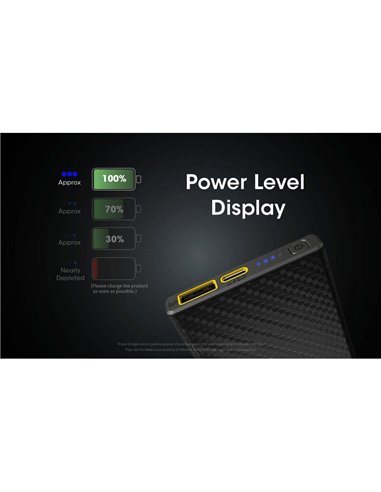 Batería recargable Power-Bank CARBO 10000 10,000 mAh (38.5 Wh) 157g potencia salida 20W USB-C