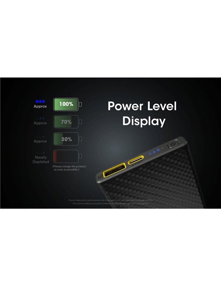 Batería recargable Power-Bank CARBO 10000 10,000 mAh (38.5 Wh) 157g potencia salida 20W USB-C