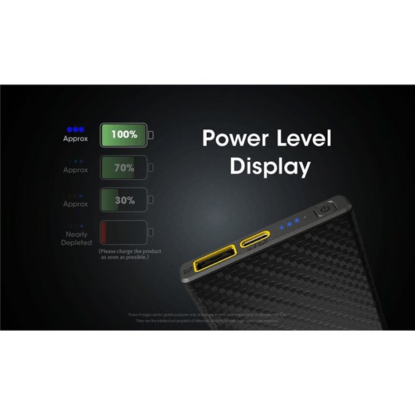 Batería recargable Power-Bank CARBO 10000 10,000 mAh (38.5 Wh) 157g potencia salida 20W USB-C