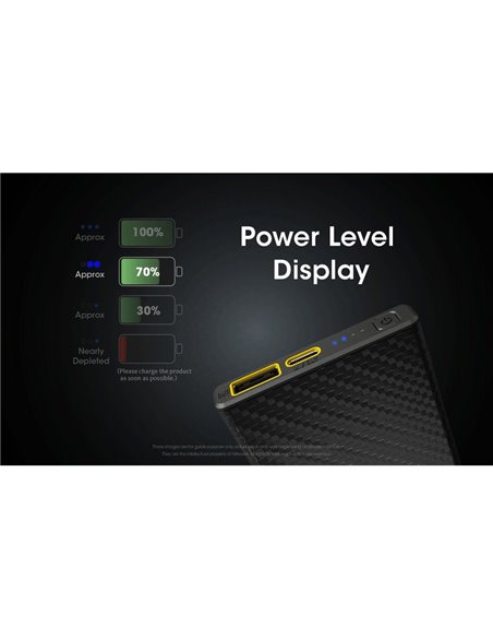 Batería recargable Power-Bank CARBO 10000 10,000 mAh (38.5 Wh) 157g potencia salida 20W USB-C