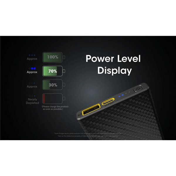 Batería recargable Power-Bank CARBO 10000 10,000 mAh (38.5 Wh) 157g potencia salida 20W USB-C