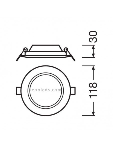 Medidas do downlight embutido LED fino 3 cm DL DN105 6 W redondo 3000 K 4000 K 6500 K
