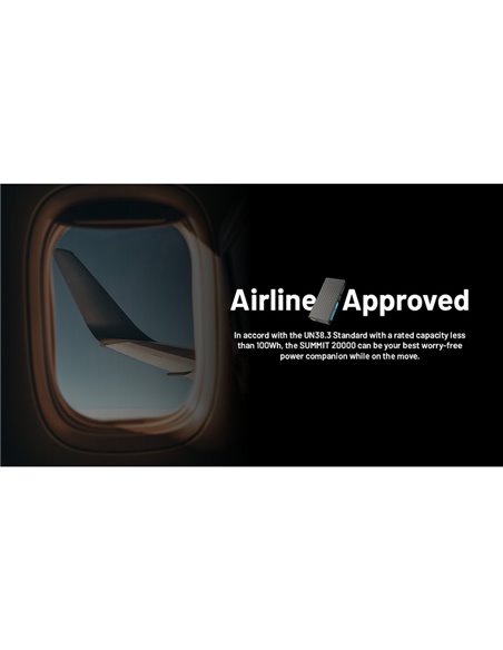Bateria recarregável Power Bank 20.000 mAh (77 Wh) SUMMIT 20000 303g IPX5 fibra de carbono, saída de 20 W