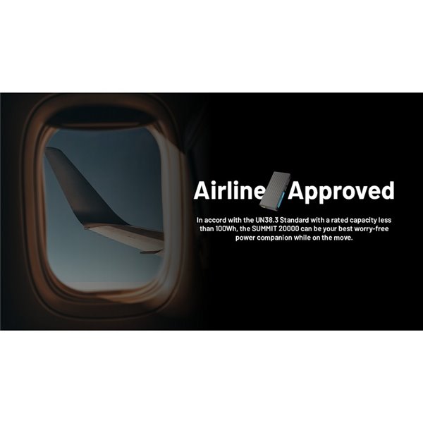 Bateria recarregável Power Bank 20.000 mAh (77 Wh) SUMMIT 20000 303g IPX5 fibra de carbono, saída de 20 W