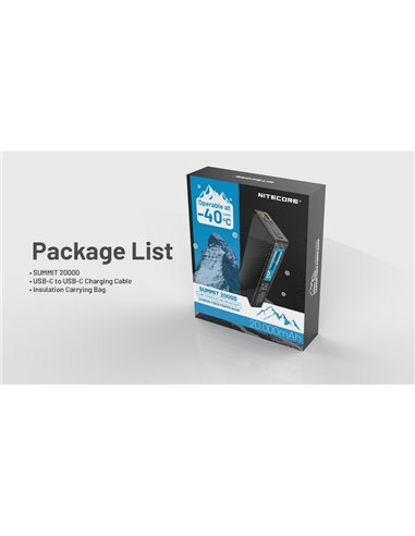 Batería Power Bank recargable 20.000 mAh (77 Wh) SUMMIT 20000 303g IPX5 fibra de carbono, salida 20W