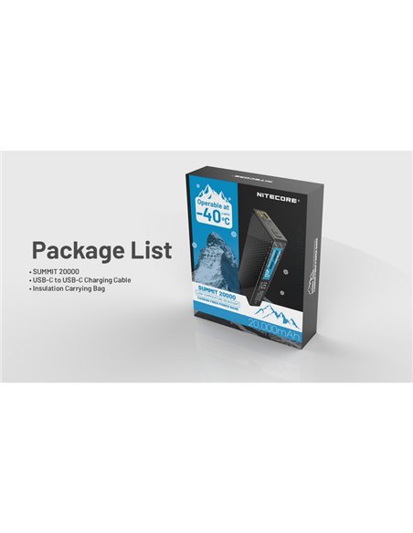 Batería Power Bank recargable 20.000 mAh (77 Wh) SUMMIT 20000 303g IPX5 fibra de carbono, salida 20W