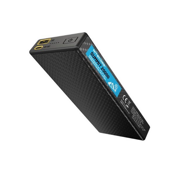 Bateria recarregável Power Bank 20.000 mAh (77 Wh) SUMMIT 20000 303g IPX5 fibra de carbono, saída de 20 W