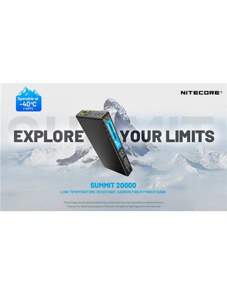 Batería Power Bank recargable 20.000 mAh (77 Wh) SUMMIT 20000 303g IPX5 fibra de carbono, salida 20W