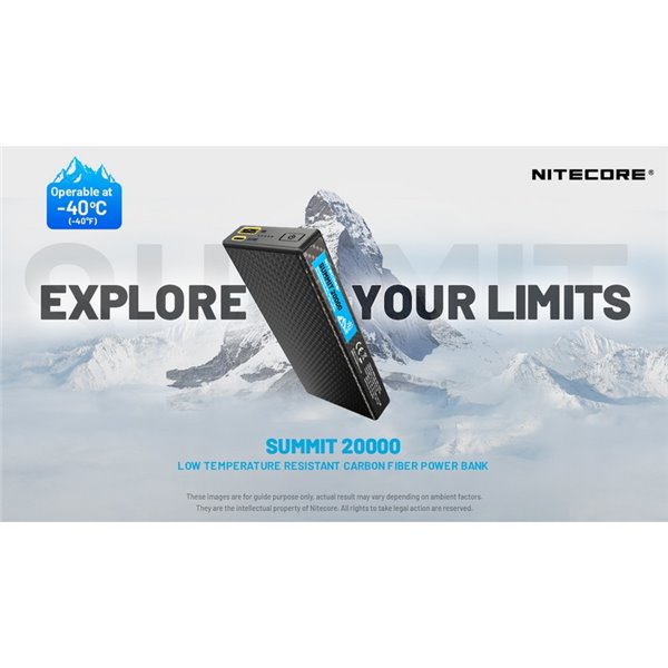 Batería Power Bank recargable 20.000 mAh (77 Wh) SUMMIT 20000 303g IPX5 fibra de carbono, salida 20W